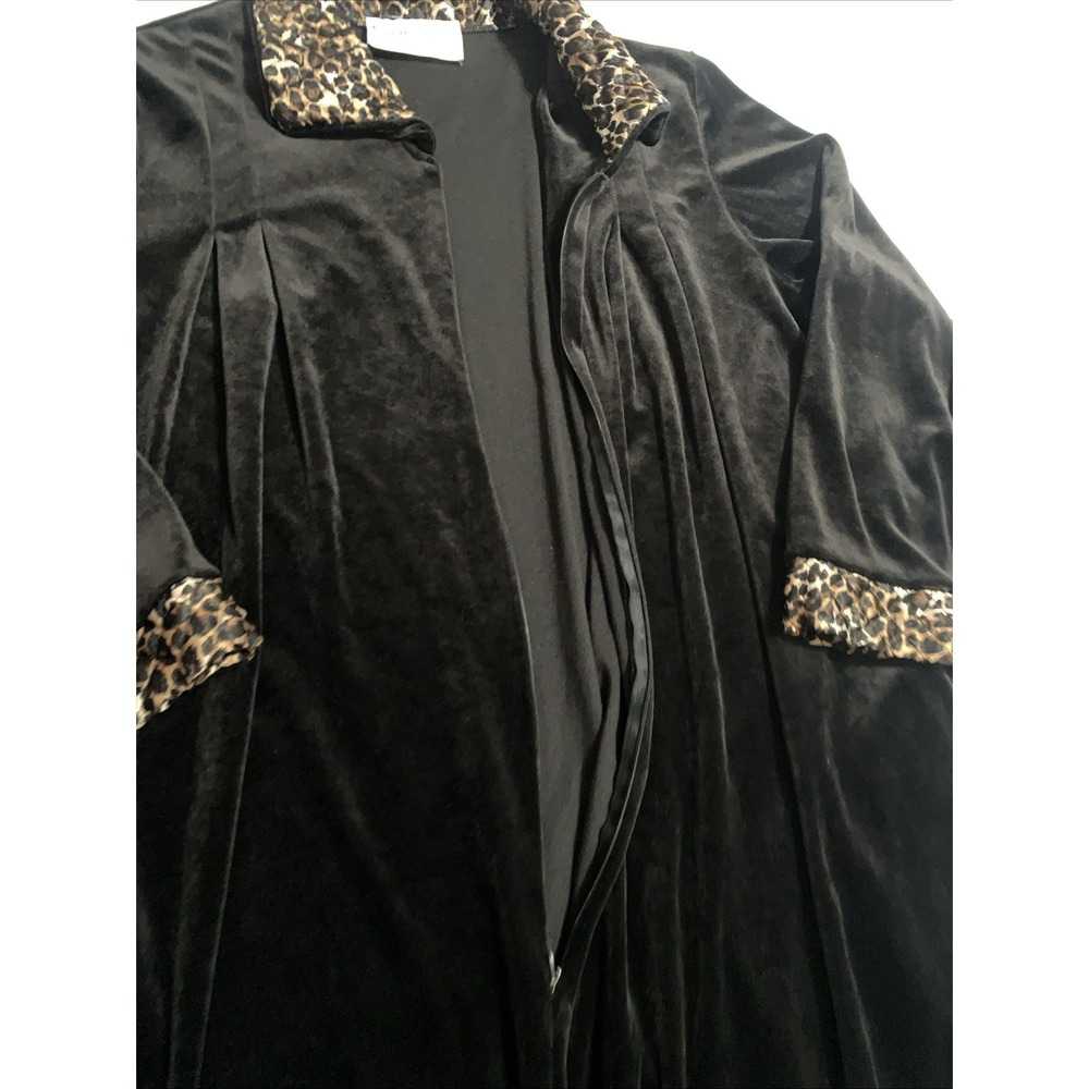 Cinema Etoile Robe Womens 2X Black Animal Print Trim Velvet Velour Maxi Zip - Picture 4 of 14
